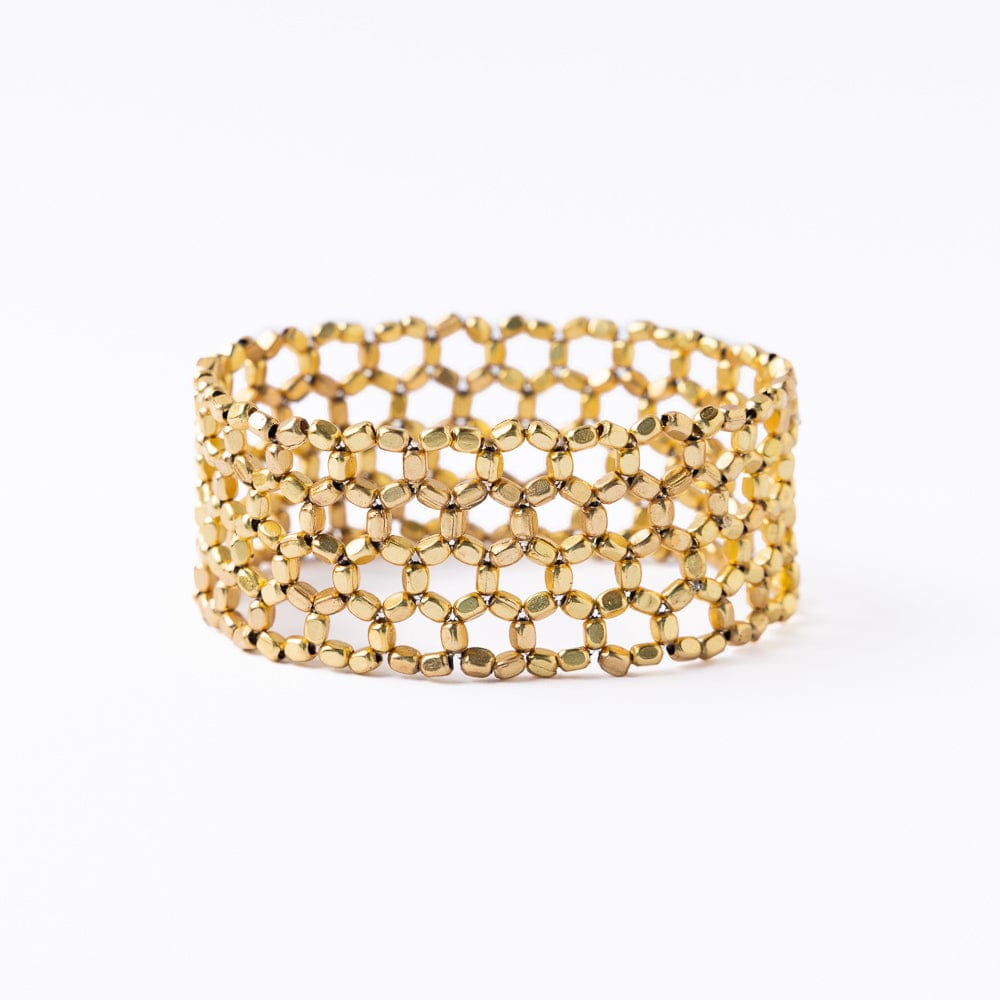 Winnie Small Bead Stretch Bracelet Brass Stretch