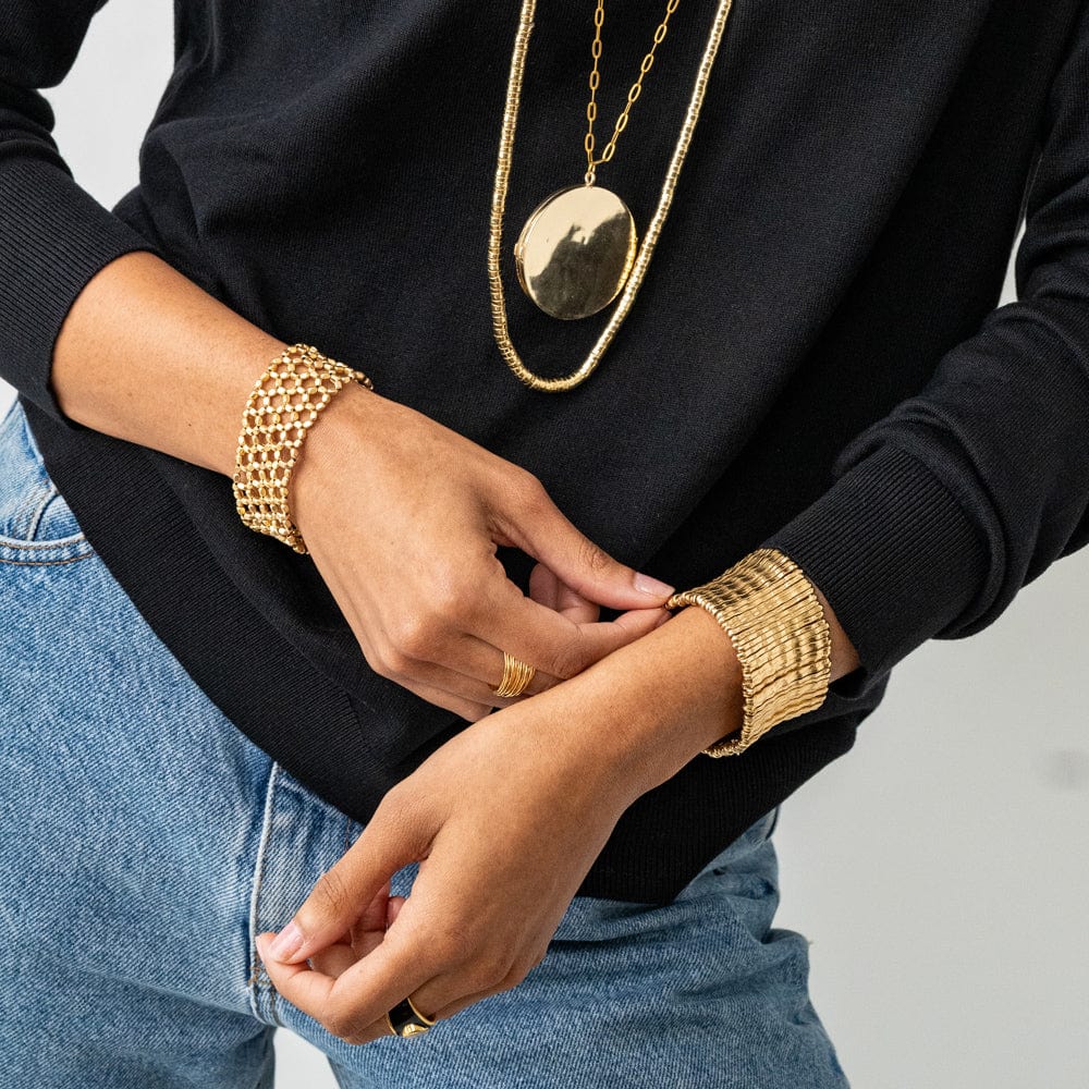 Winnie Wide Stretch Bracelet Brass Stretch