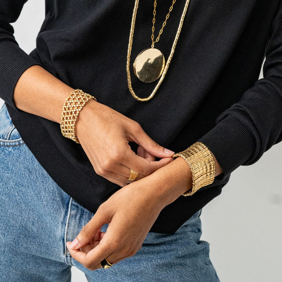 Winnie Wide Stretch Bracelet Brass Stretch