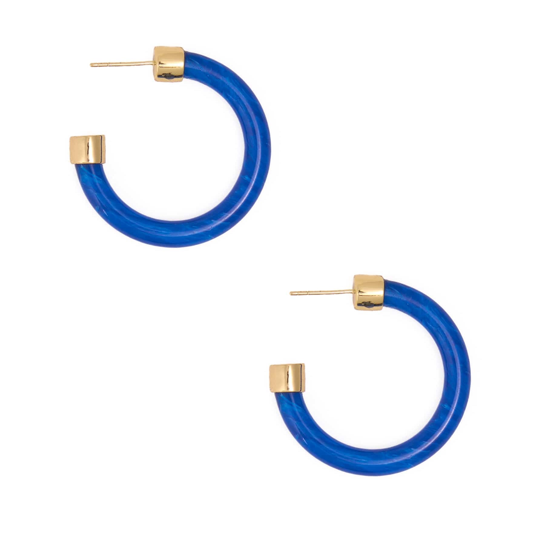 Winona Shiny Resin Hoop Earrings Blue Hoop