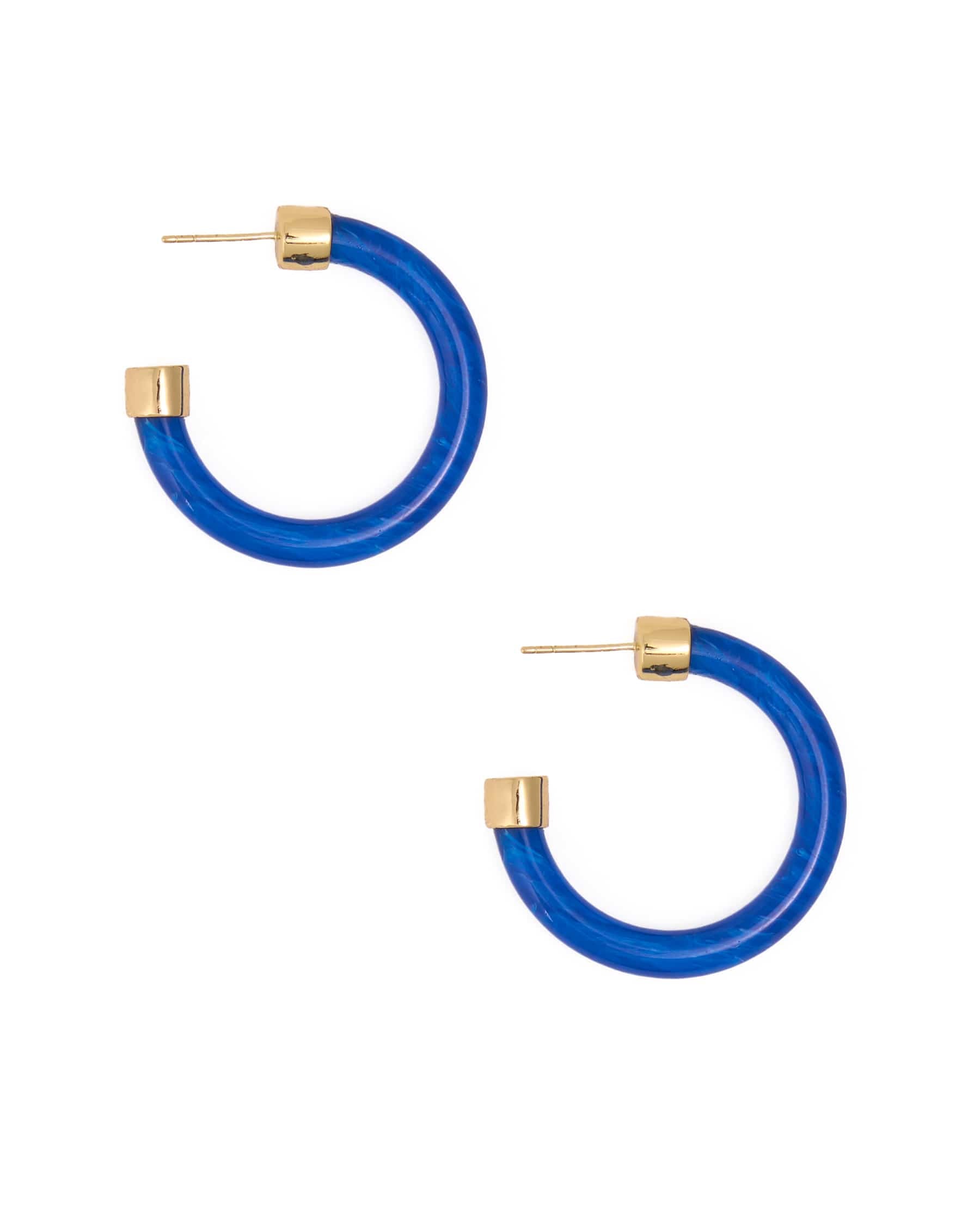Winona Shiny Resin Hoop Earrings Blue Hoop