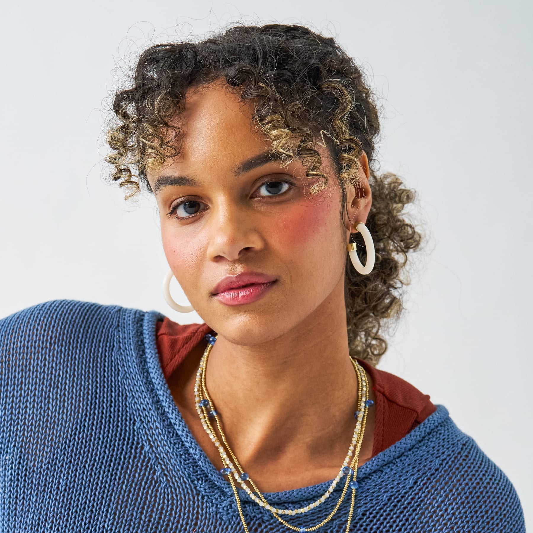 Winona Shiny Resin Hoop Earrings White Hoop