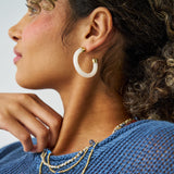 Winona Shiny Resin Hoop Earrings White Hoop