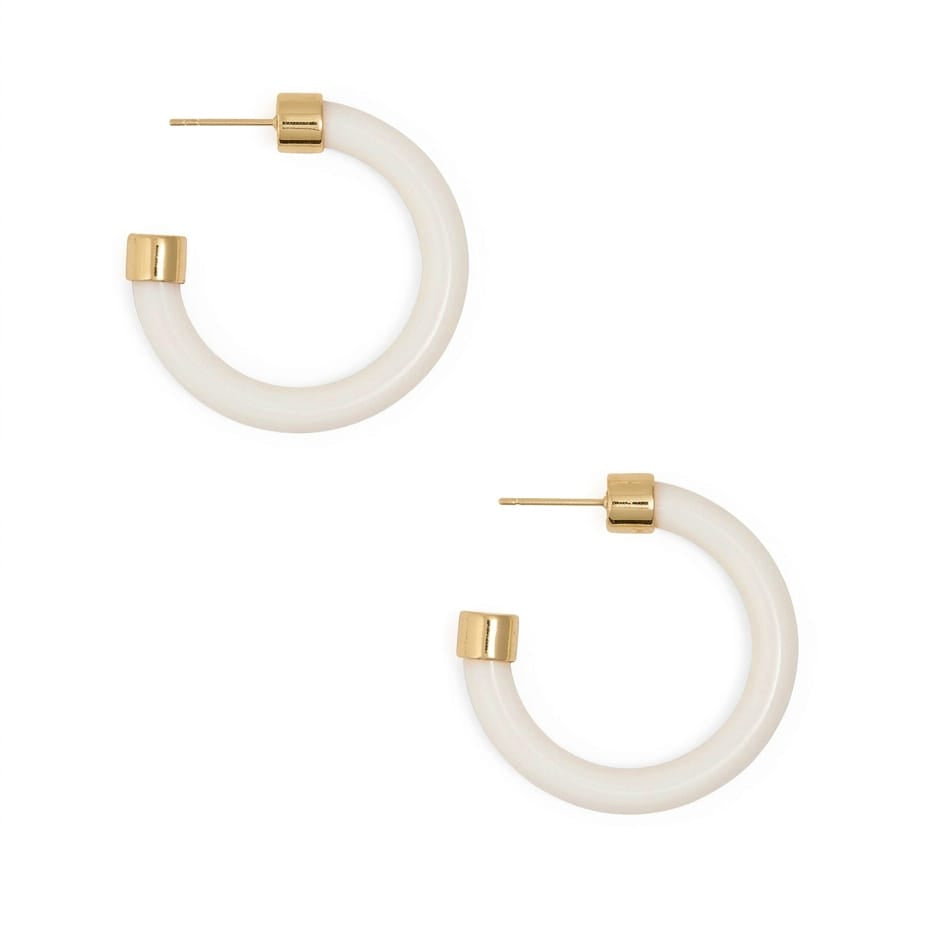 Winona Shiny Resin Hoop Earrings White Hoop