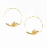 Wren Bird Hoop Earrings Brass Hoop