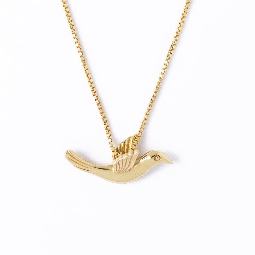 Wren Bird Pendant Necklace Brass Pendant
