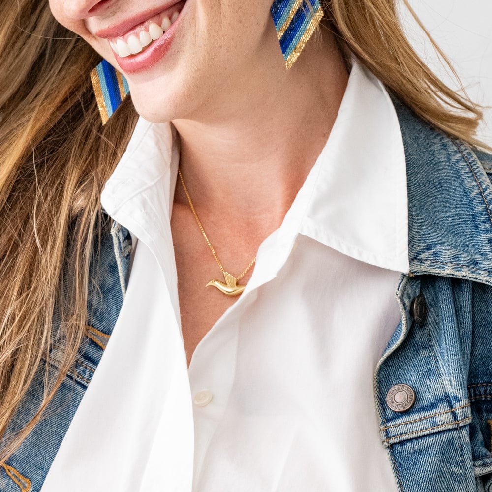 Wren Bird Pendant Necklace Brass Pendant