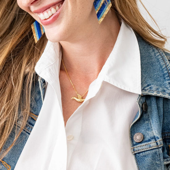 Wren Bird Pendant Necklace Brass Pendant