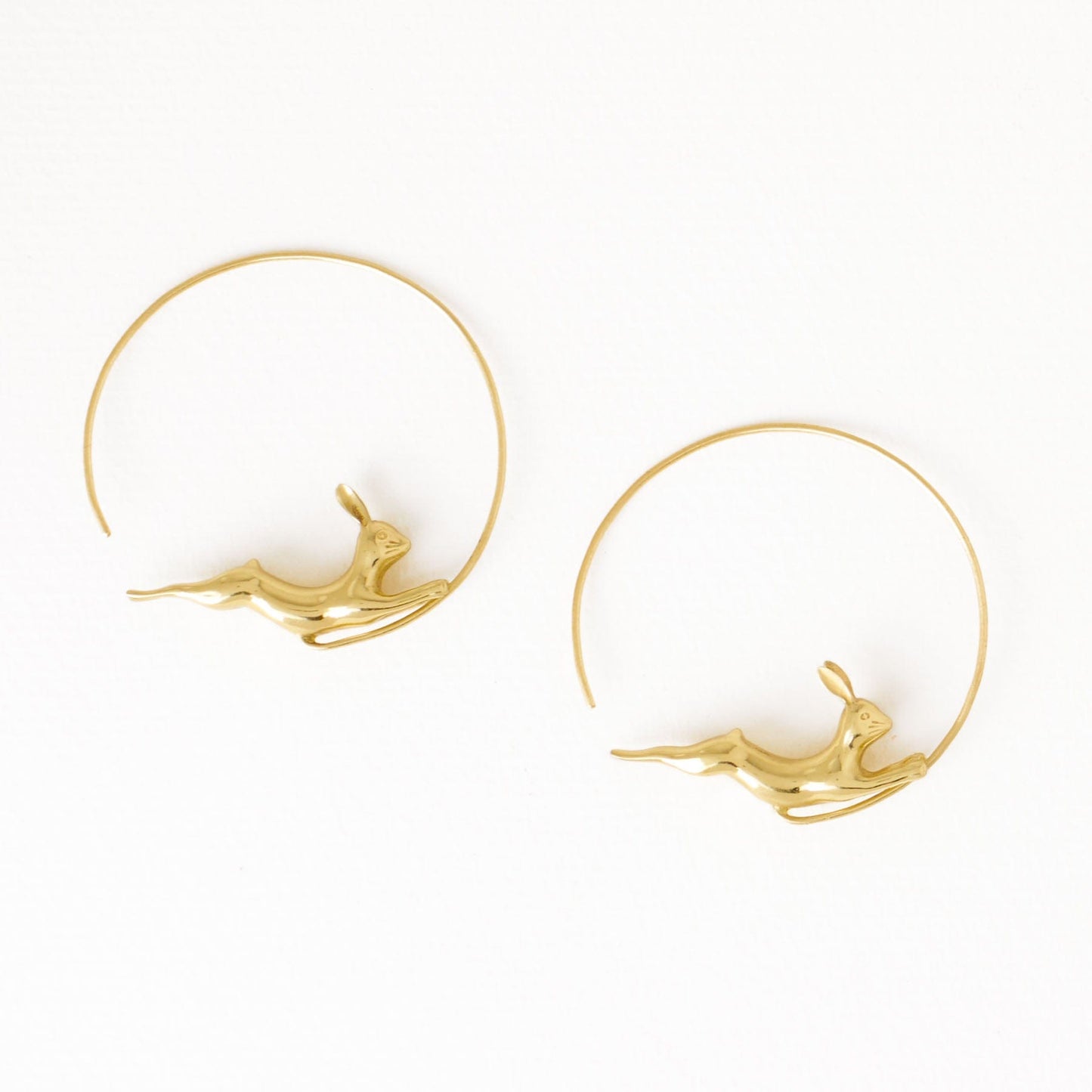 Wren Bunny Hoop Earrings Brass Hoop