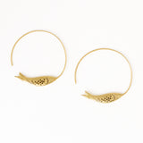 Wren Fish Hoop Earrings Brass Hoop