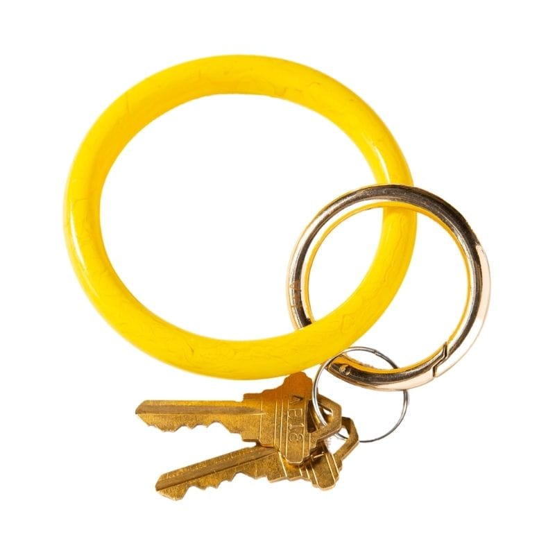 Yellow Marbled Acetate Bangle Key Ring Key Ring