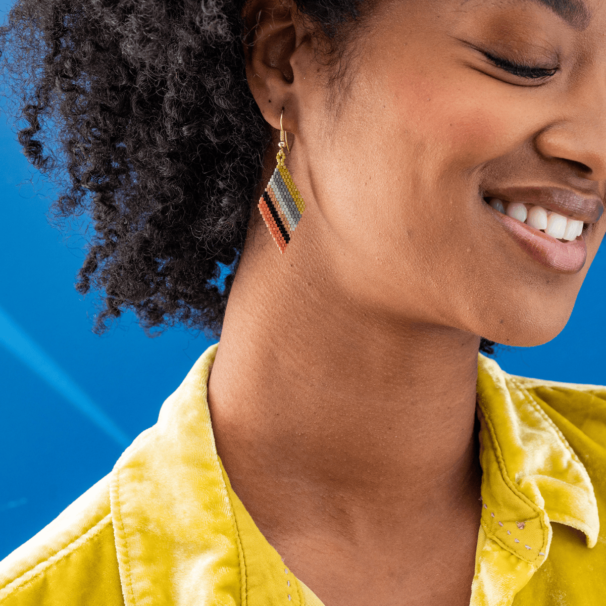 Zelda Angled Stripe Diamond Earrings Amalfi Drop