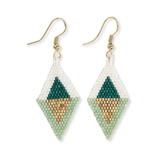 Load image into Gallery viewer, Zelda Flipped Triangle Diamond Earrings Emerald DROP
