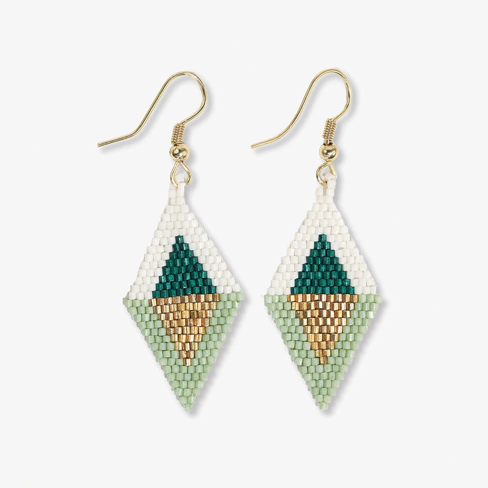 Zelda Flipped Triangle Diamond Earrings Emerald DROP