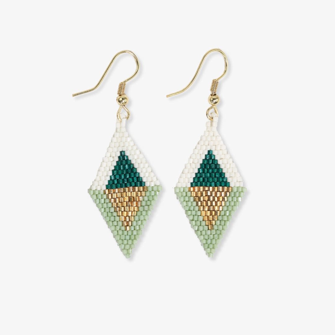 Zelda Flipped Triangle Diamond Earrings Emerald DROP