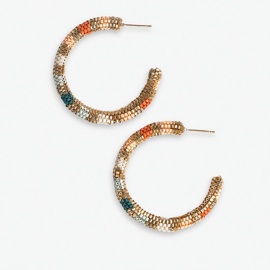 Zoey Stripes Small Beaded Hoop Earrings Desert Earrings