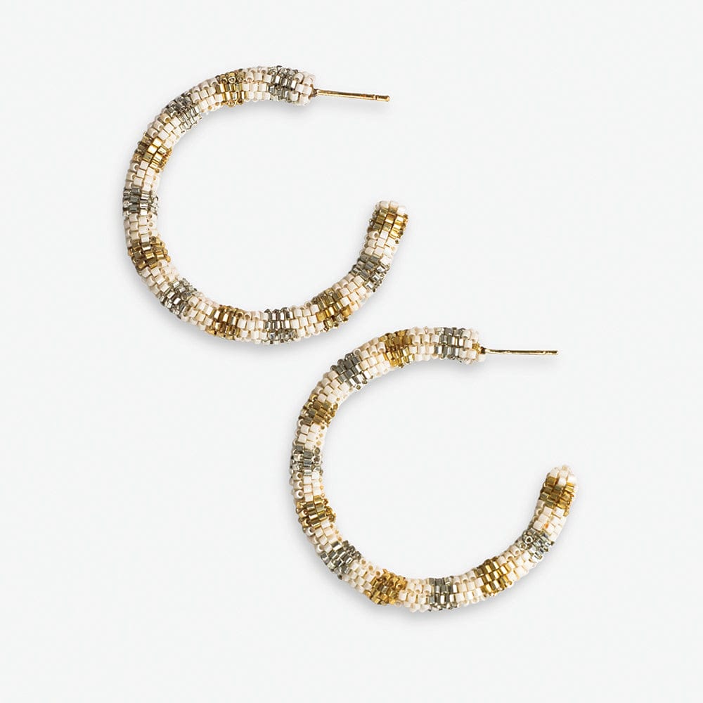 Zoey Stripes Small Beaded Hoop Earrings Desert Earrings