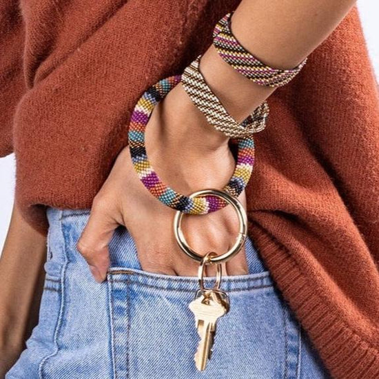 Chloe Stripe Key Ring Muted – INK+ALLOY, LLC - Main Image