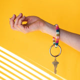 Pink Citron Peacock Stripe Seed Bead Key Ring Key Rings