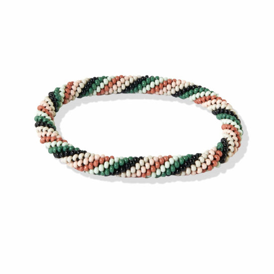 Black Green Rust Diagonal Stripe Slide And Stack Bracelet bracelet
