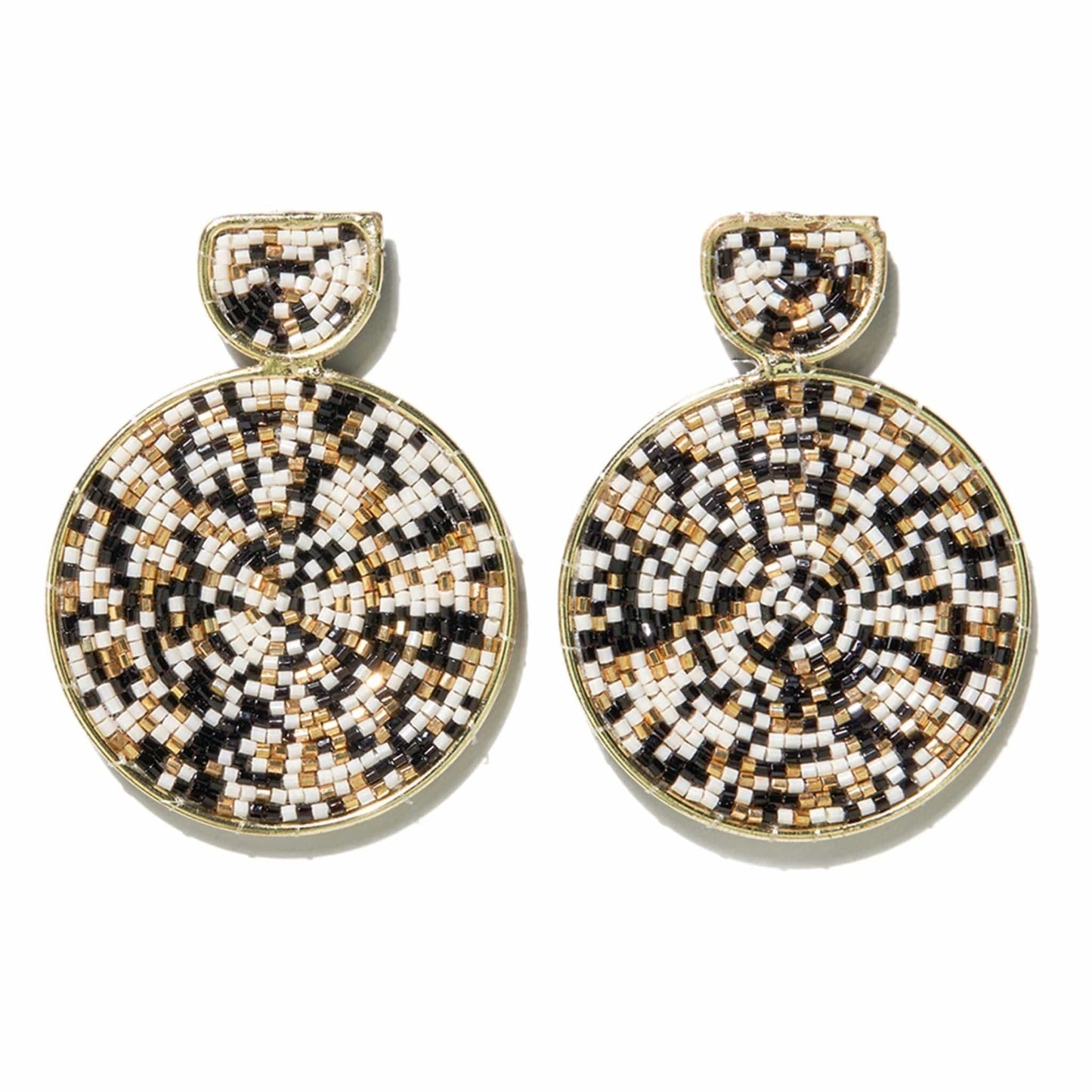 Load image into Gallery viewer, Black Ivory Confetti Large Circle Earringss Earrings
