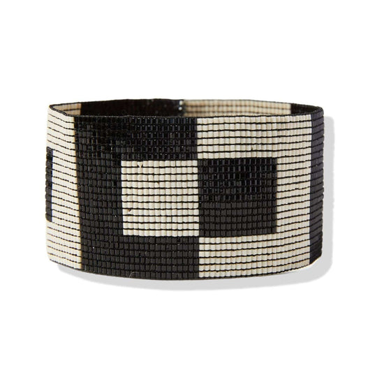 Load image into Gallery viewer, Black Ivory Squares Stretch Beaded Bracelet bracelet
