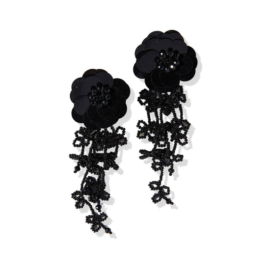 Black Tendril Flower Post Earrings earring