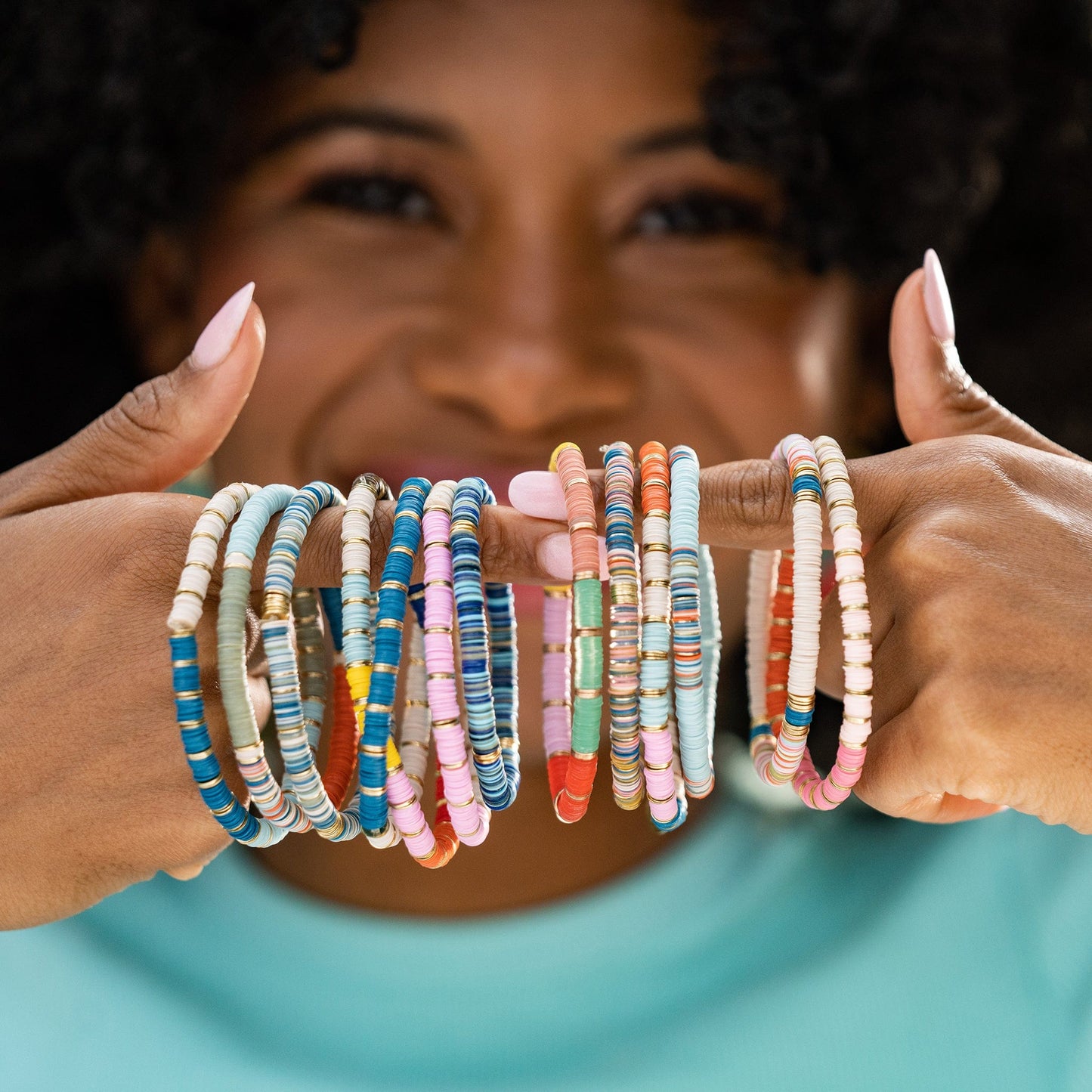 Colourful Stretchy Beaded Bracelet, Funky Multi Bead Bangle, One Size Fits All