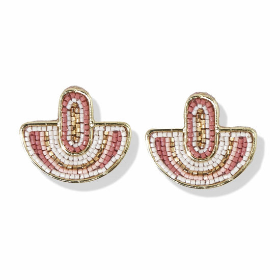 Blush Beads Oval Half Circle Post Earrings earrings