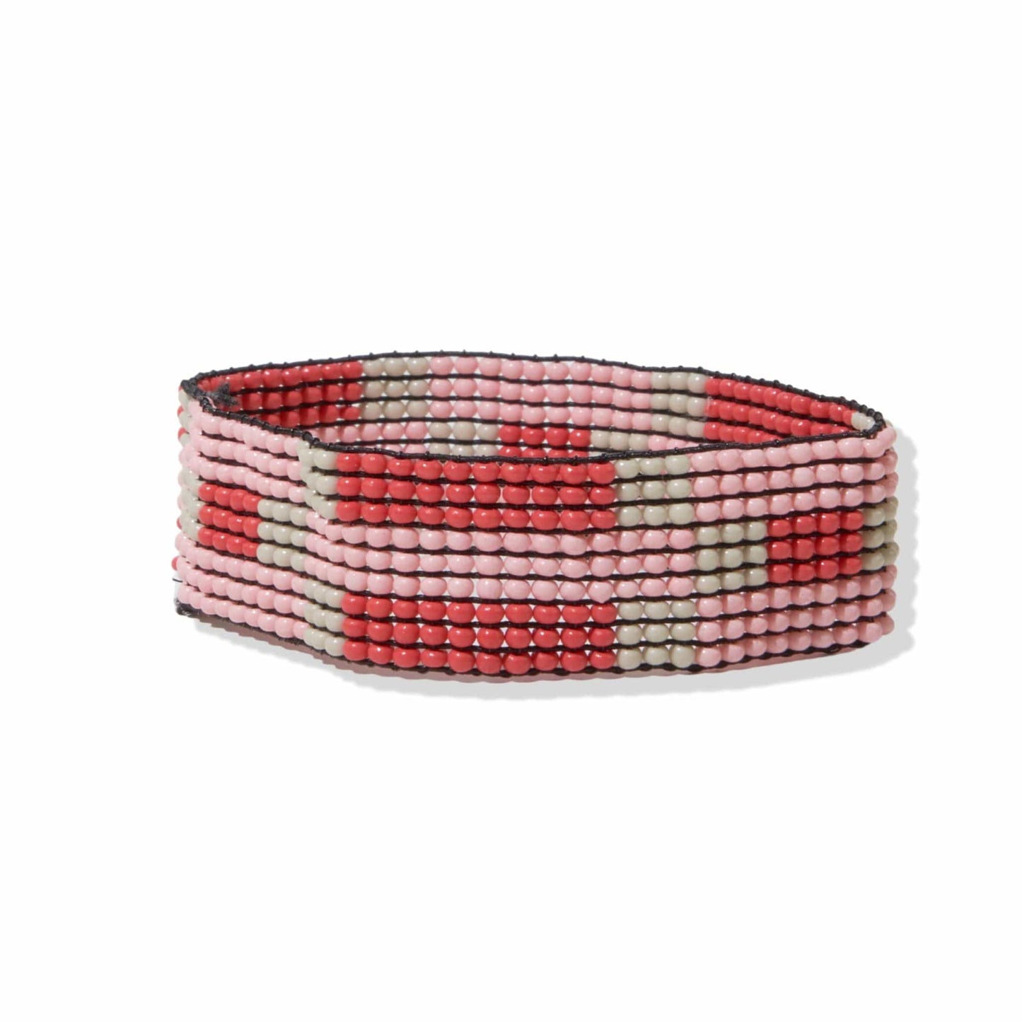 Blush Red Check Stripe Small Stretch Bracelet bracelet