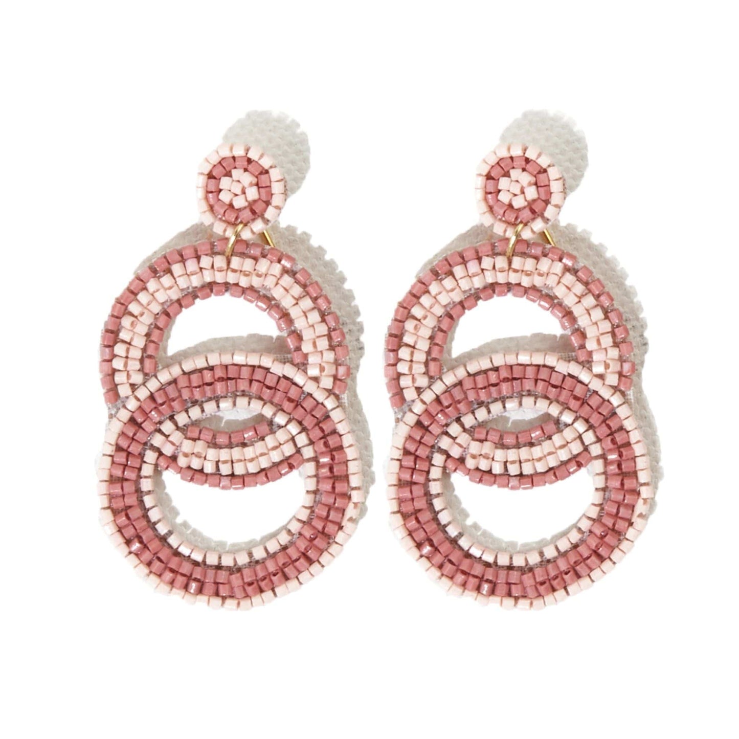 Load image into Gallery viewer, Blush Beads In Double Circle Post Earrings earrings
