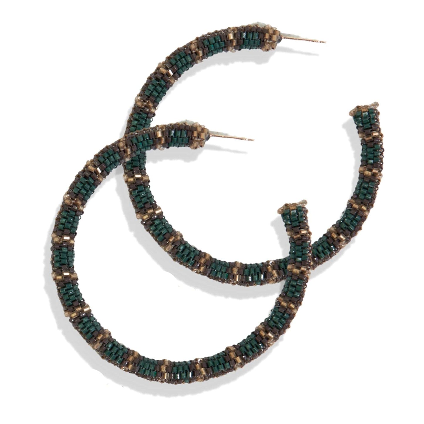 Load image into Gallery viewer, Emerald Green Beads Large Hoop Earrings earrings
