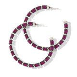 Magenta Beads Large Hoop Earrings earrings