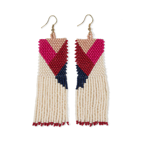 Load image into Gallery viewer, Charlotte Angles Beaded Fringe Earrings Hot Pink Earrings
