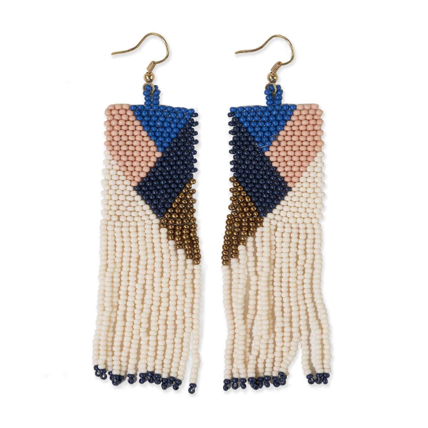 Load image into Gallery viewer, Charlotte Angles Beaded Fringe Earrings Navy Earrings
