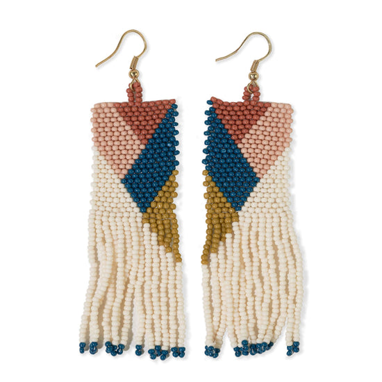 Load image into Gallery viewer, Charlotte Angles Beaded Fringe Earrings Peacock Earrings
