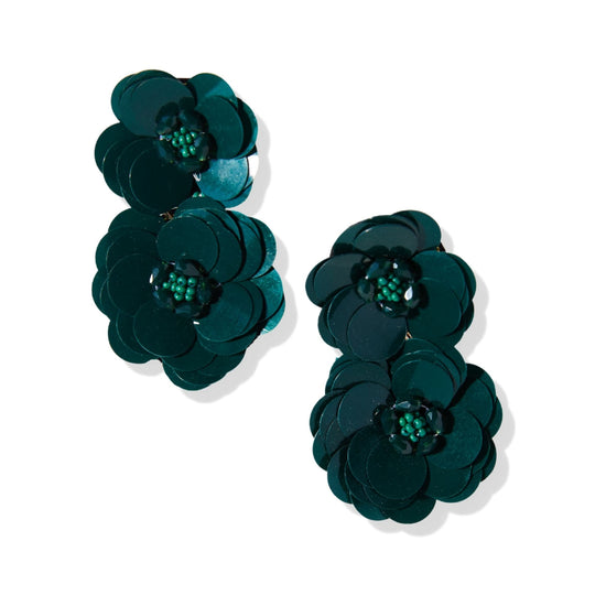 Emerald Double Flower Post Earrings earring