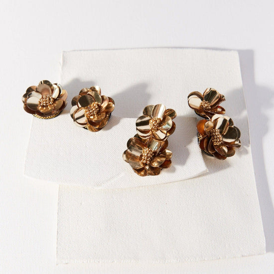 Gold Double Flower Post Earrings earring