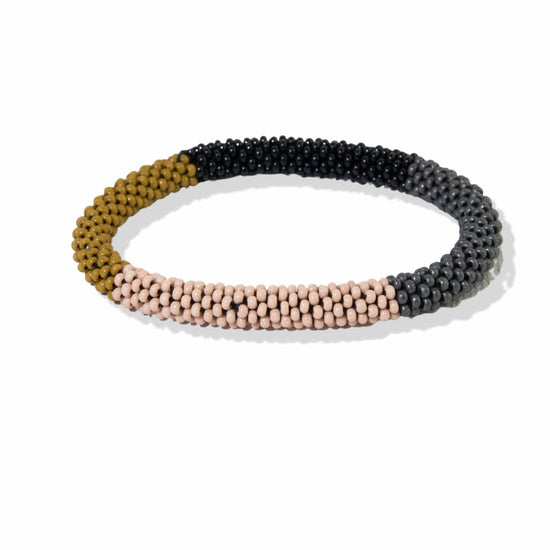 Load image into Gallery viewer, Grey Pink Citron Color Block Slide And Stack Bracelet Bracelet
