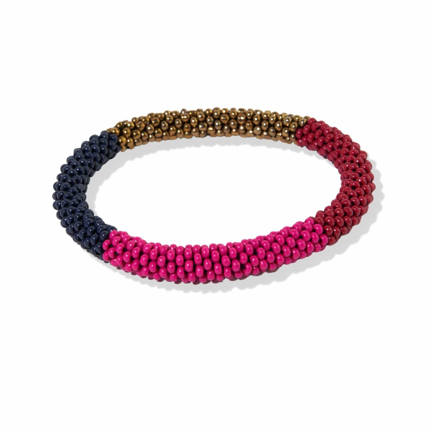 Load image into Gallery viewer, Hot Pink Navy Red Gold Color Block Slide And Stack Bracelet Bracelet
