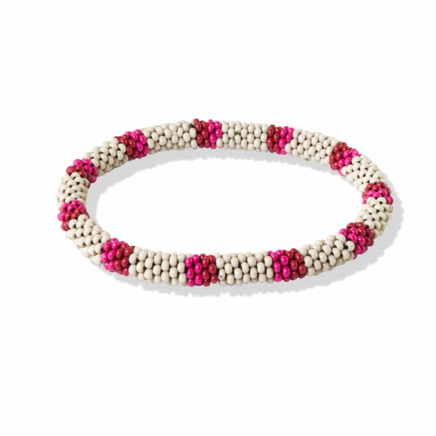 Ivory And Hot Pink Stripe Slide And Stack Bracelet bracelet