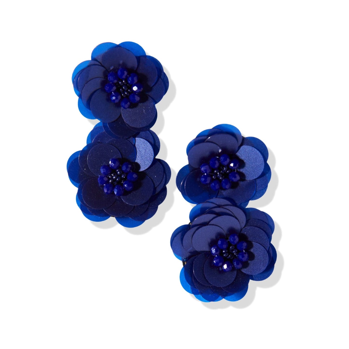 Load image into Gallery viewer, Lapis Double Flower Post Earrings earring
