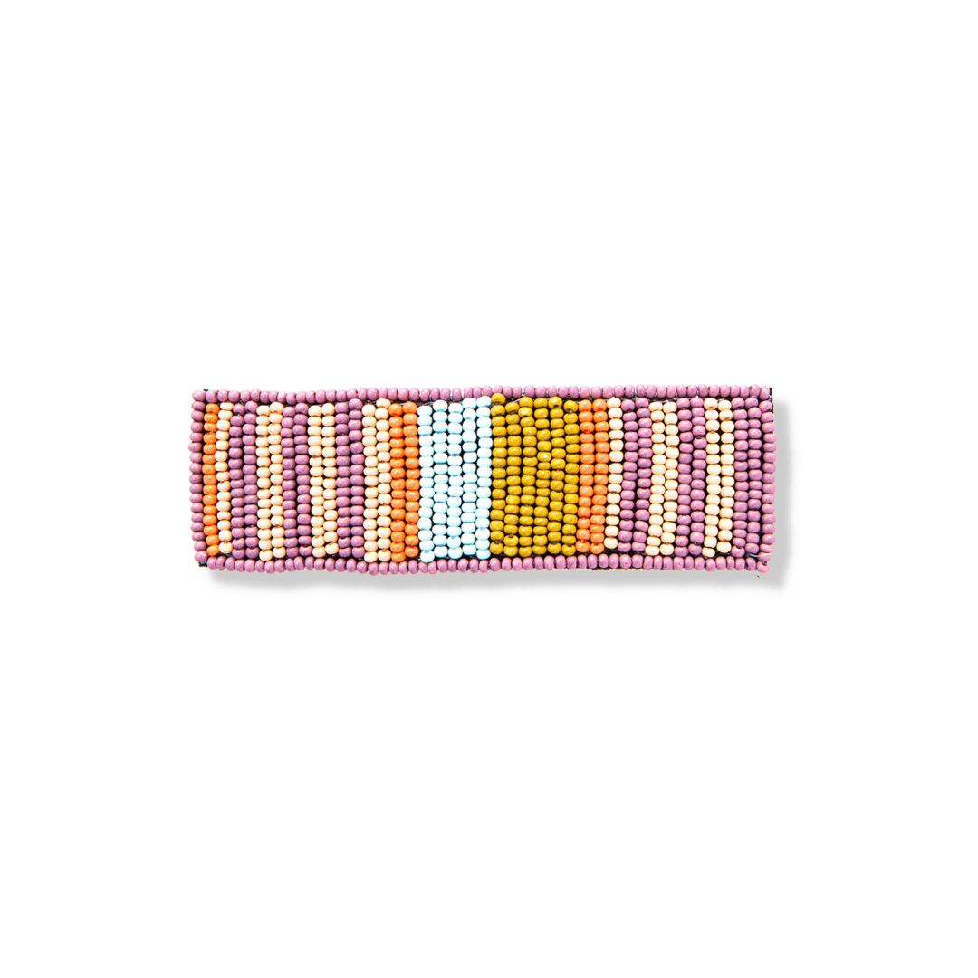 Lilac + Coral Beaded Stripe Hair Barrette Hair Accessories