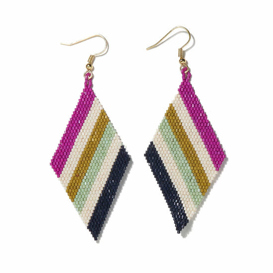 Load image into Gallery viewer, Magenta Ivory Citron Mint Navy Diagonal Diamond Luxe Earringss Earrings
