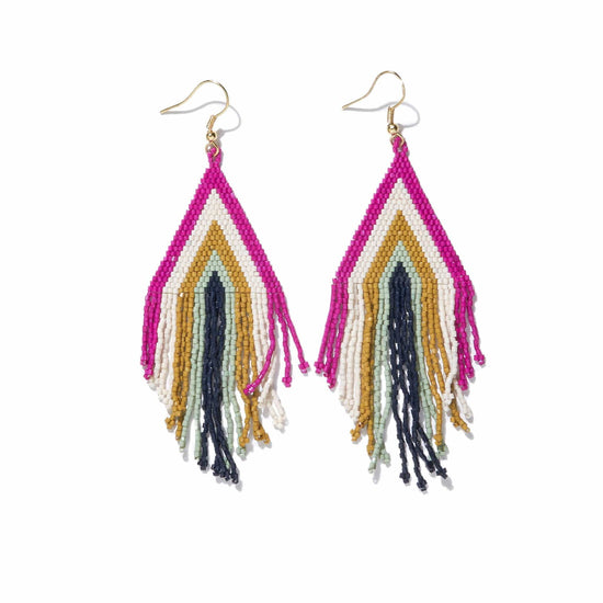 Load image into Gallery viewer, Magenta Ivory Citron Mint Navy Stripe Luxe Earringss Earrings
