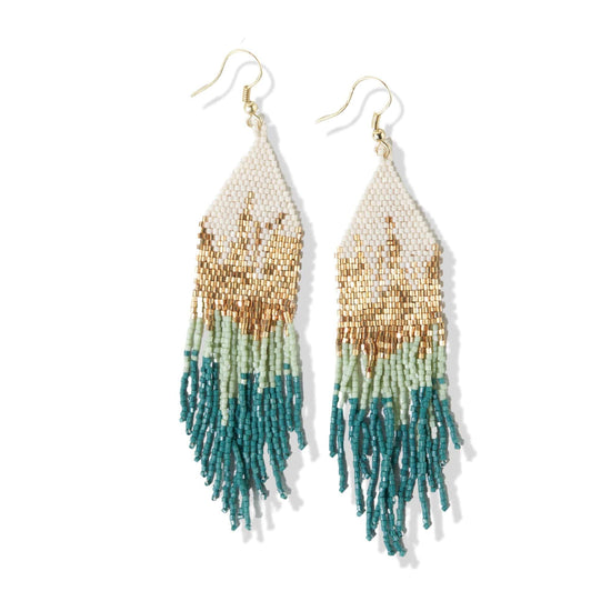 Load image into Gallery viewer, Mint Teal Mixed Metallic Luxe Ombre Earrings earrings
