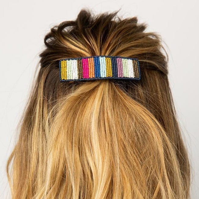 Load image into Gallery viewer, Multi Color Beaded Stripe Hair Barrette Hair Accessories
