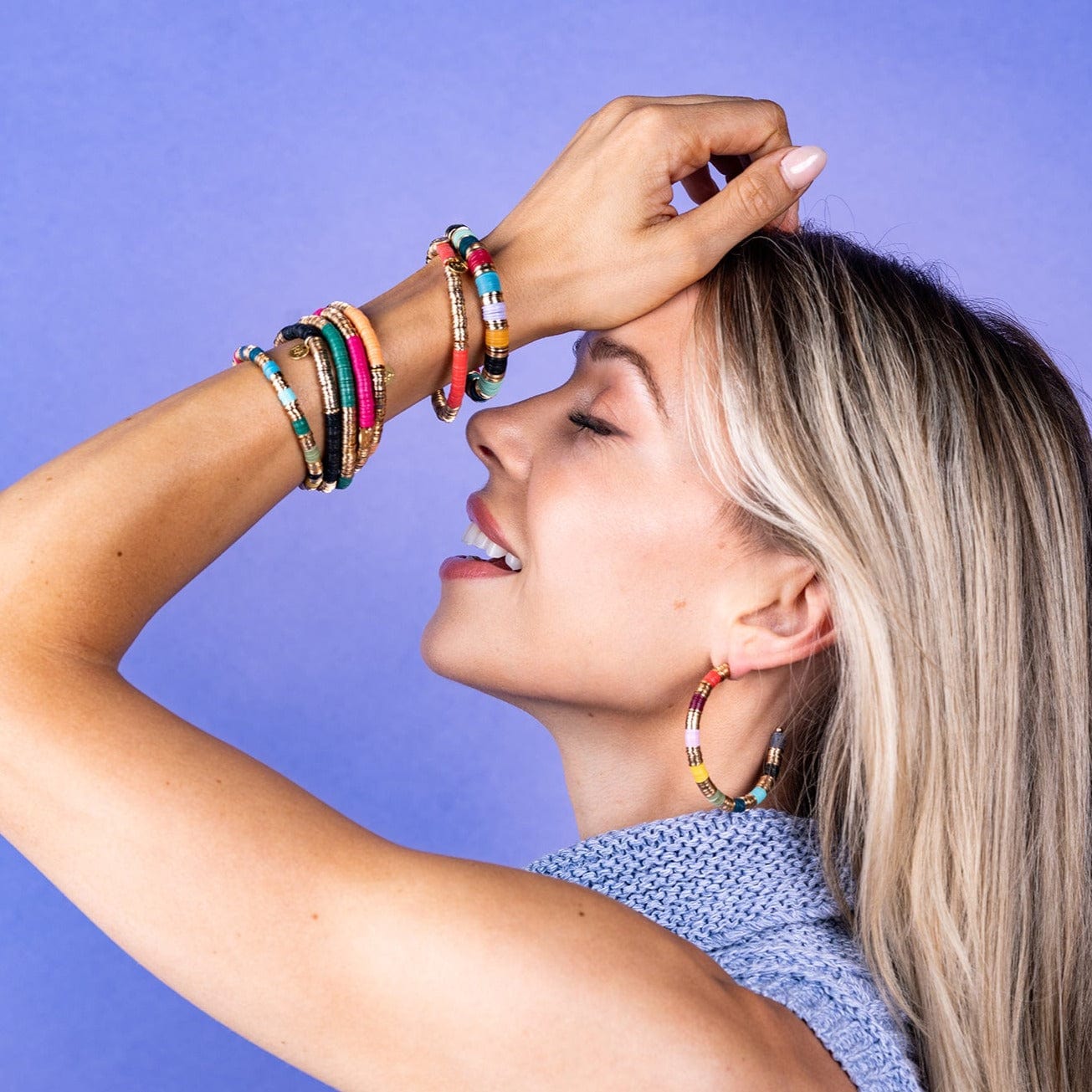 Multi Color Gold Sequin Stretch Bracelet bracelet