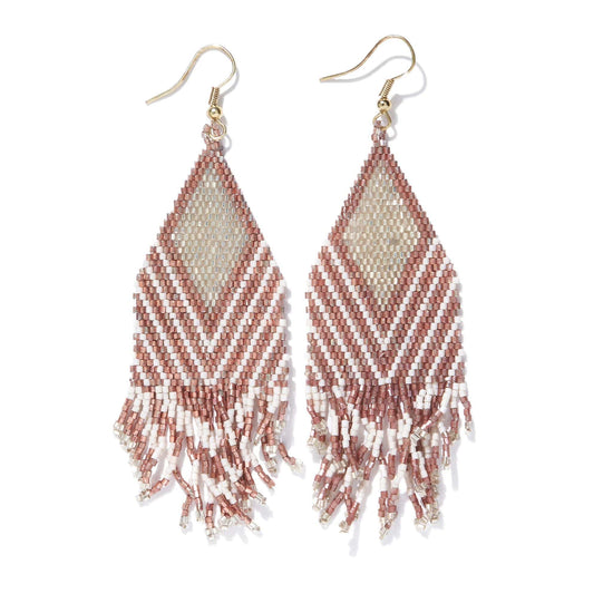 Load image into Gallery viewer, Rose Gold Ivory Stripe Earrings earring
