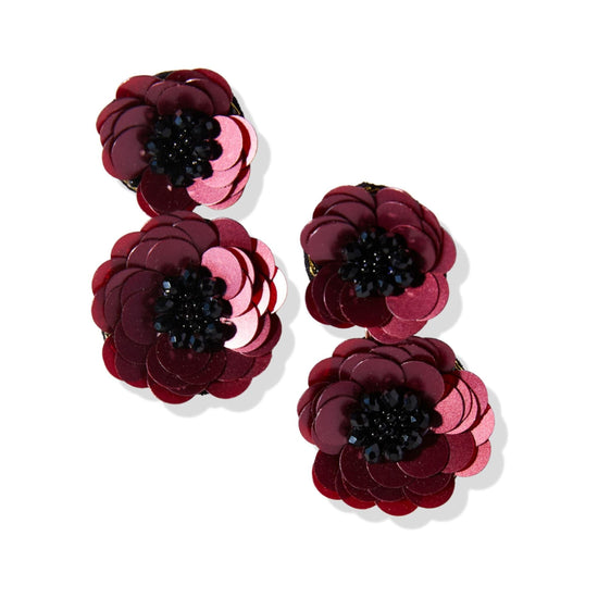 Load image into Gallery viewer, Ruby Double Flower Post Earrings earring
